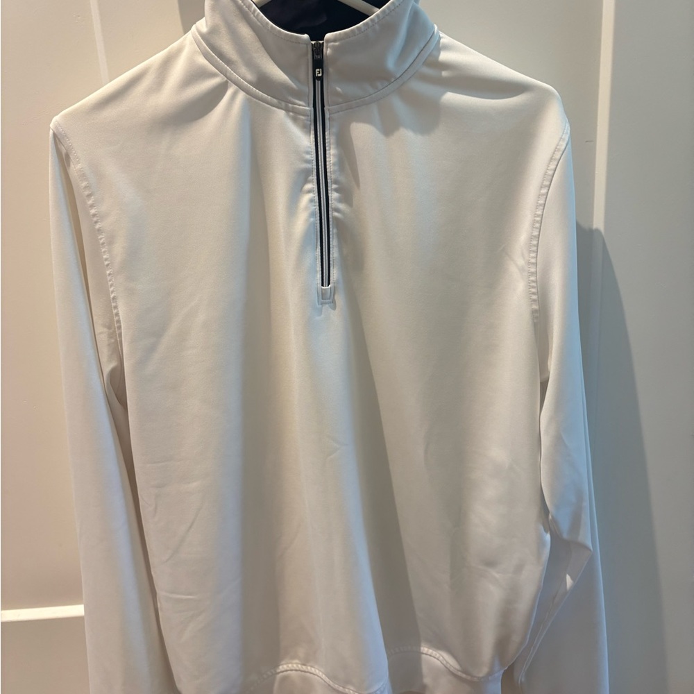 FootJoy White Quarter-Zip Golf Pullover